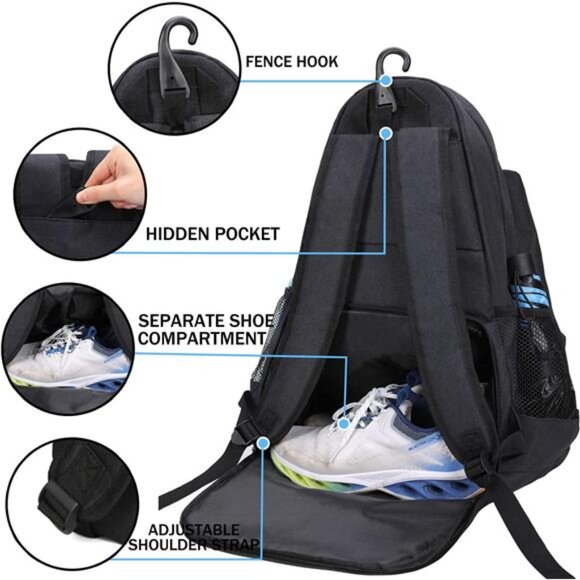 Tennis Bag Tennis Backpack - Large Tennis Bags for Women and Men to Hold Tennis - Picture 3 of 7